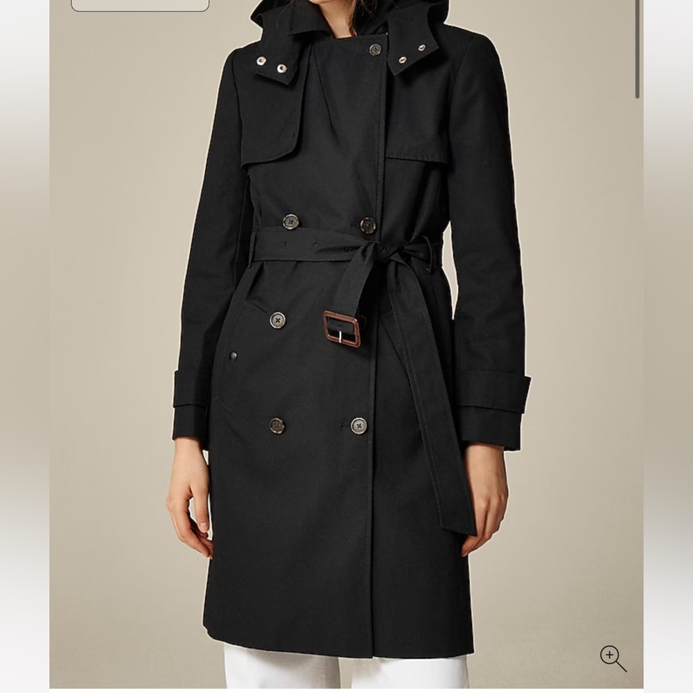 NWT J. Crew Icon Trench in Black Size 6